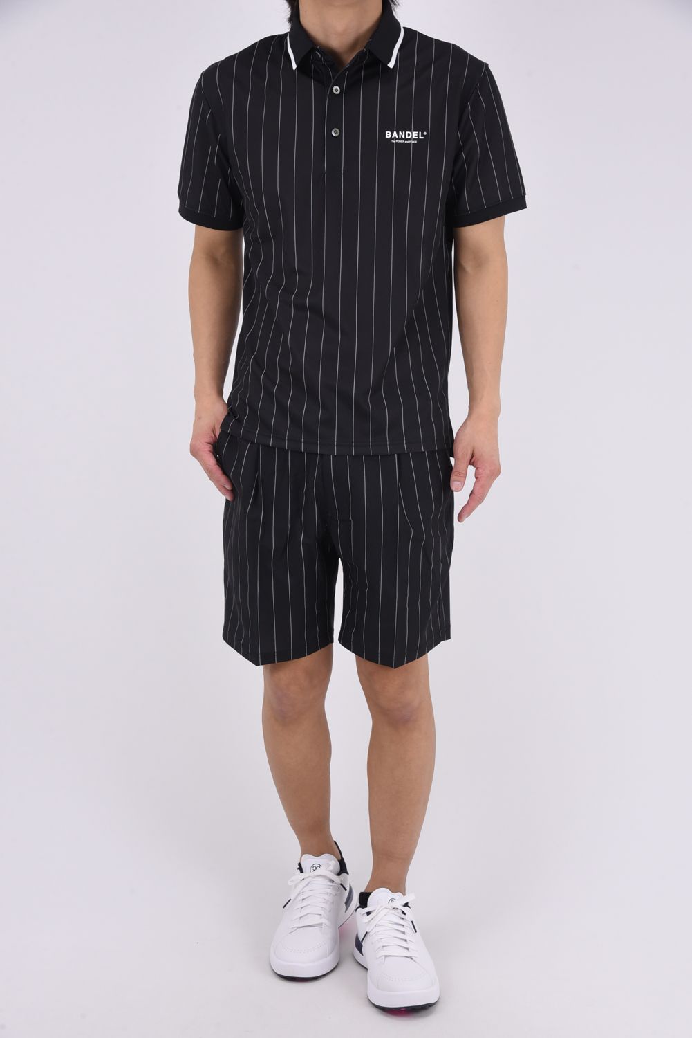 【26SS】 STRIPE TUCK HALF PANTS / ピンストライプ タックショートパンツ (ブラック)