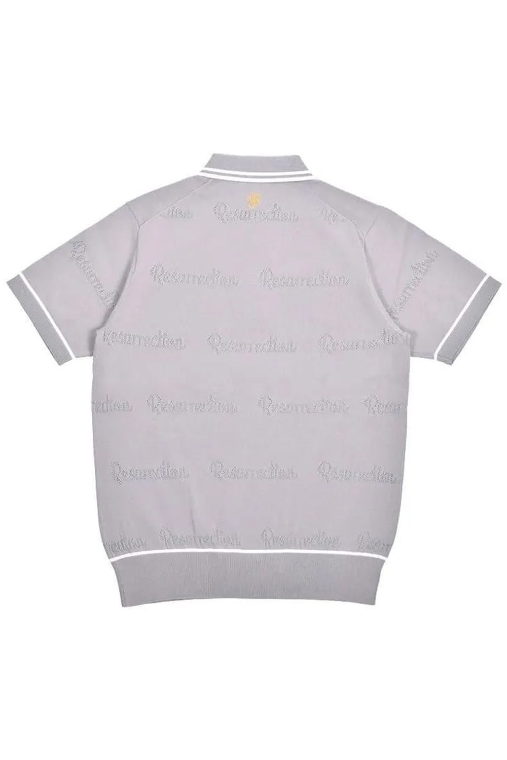 【26SS】 MESH LOGO KNIT POLO / メッシュ編み ライン ニットポロシャツ (グレー)*