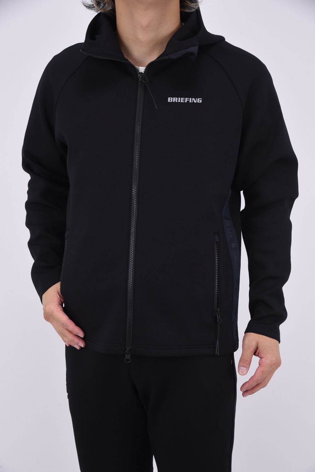 BRIEFING - 【24AW】 MENS WARM LOGO LINE PARKA / 3Dロゴ ストレッチジャージ ジップパーカー (ネイビー)  | GOSSIP GOLF