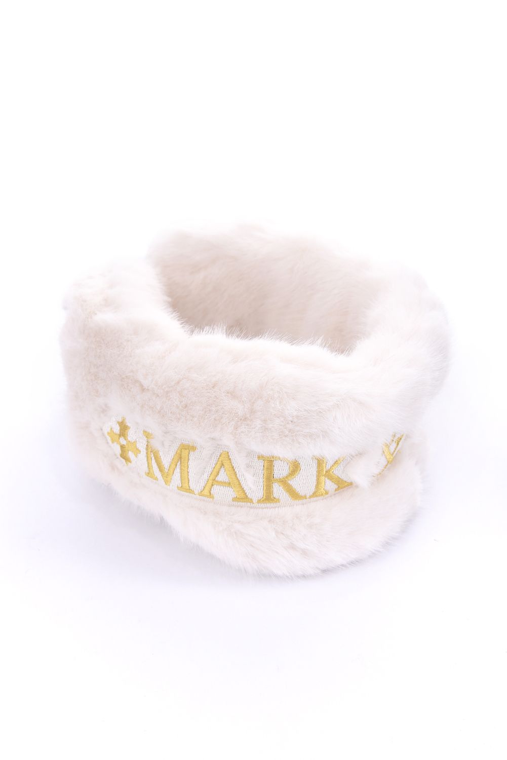SVASTIKA FUR EARMUFFS / フェイクファー サークルスカル 2WAYイヤーマフ (ホワイト)
