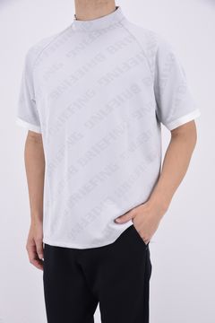 CE MENS BIAS LOGO MOCK NECK RELAXED FIT / ブランドロゴ 総柄 ハイゲージ メッシュ ジャガード モックネック Tシャツ (ホワイト)
