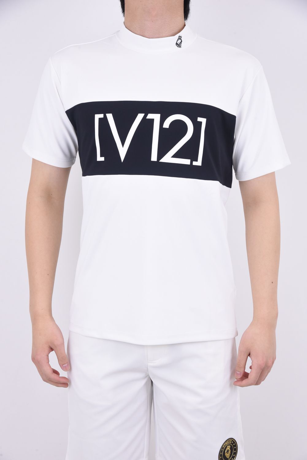 V12 - FIVE STAR MOCK / フロントロゴ ファイブスター モックネックTシャツ イエロー | GOSSIP GOLF