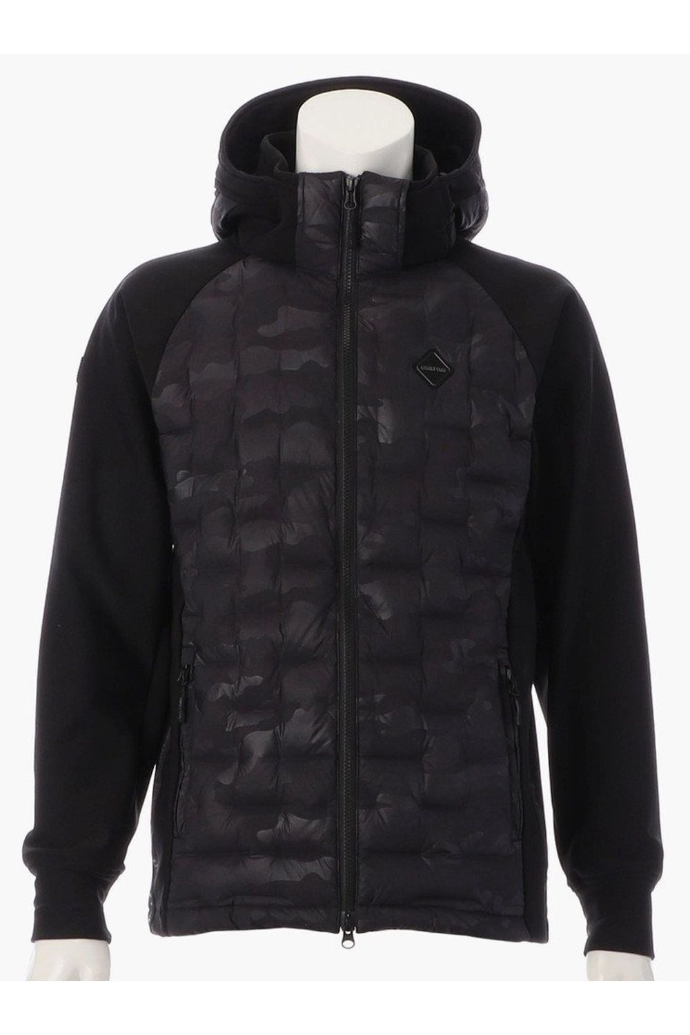 【25AW】 MEN'S HYBRID DOWN PARKA / ストレッチタフタ ダイヤモンドロゴ ハイブリッドダウンジップパーカー (ブラック/カモ)