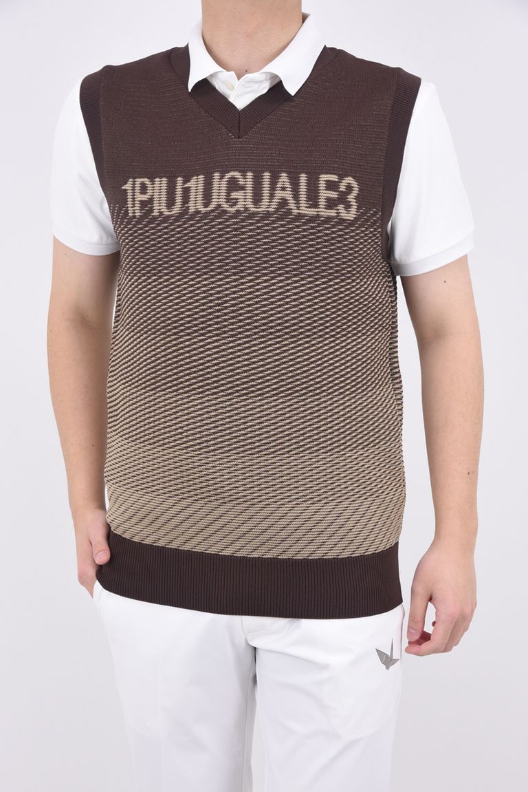1PIU1UGUALE3 GOLF - KNIT VEST GRADATION / ジャガードロゴ 