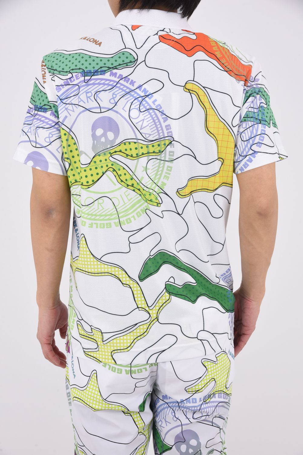 【26SS】 AXON CAMO MESH PERFORMANCE POLO / メッシュ素材 カモフラージュプリント ポロシャツ (ホワイト)