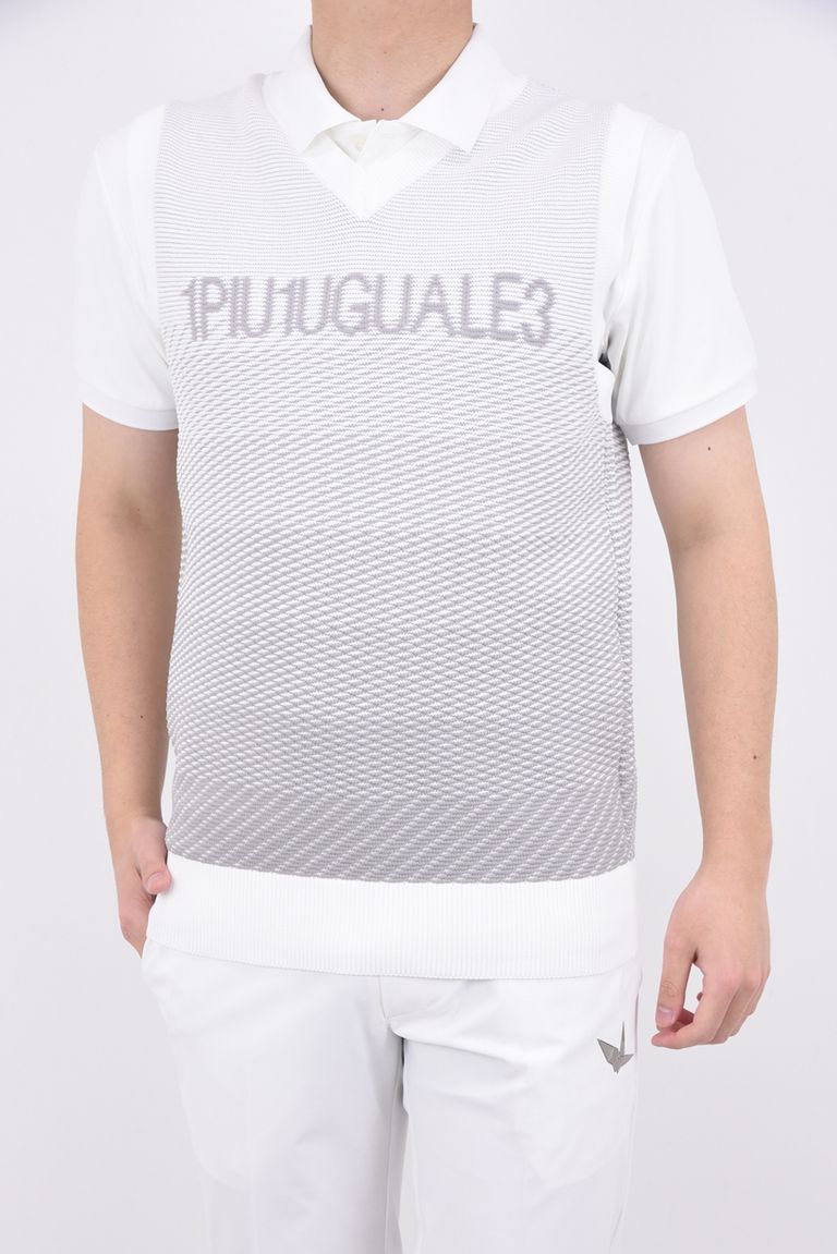 1PIU1UGUALE3 GOLF - KNIT VEST GRADATION / ジャガードロゴ  