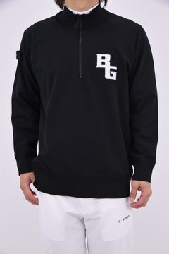 【26AW】 MEN’S PLANE KNIT HALFZIP / BGロゴ ハーフジップニット (ブラック)