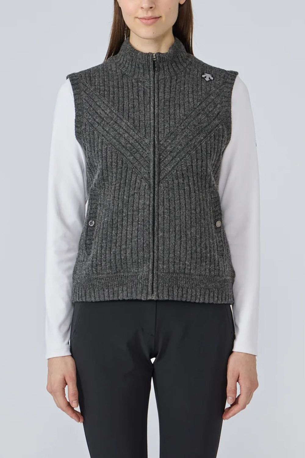 【25AW】【レディース】 防風ニットハイブリッド フルジップ中わたベスト (ブラック)
