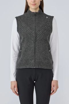 【25AW】【レディース】 防風ニットハイブリッド フルジップ中わたベスト (ブラック)