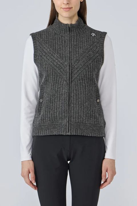 【25AW】【レディース】 防風ニットハイブリッド フルジップ中わたベスト (ブラック)