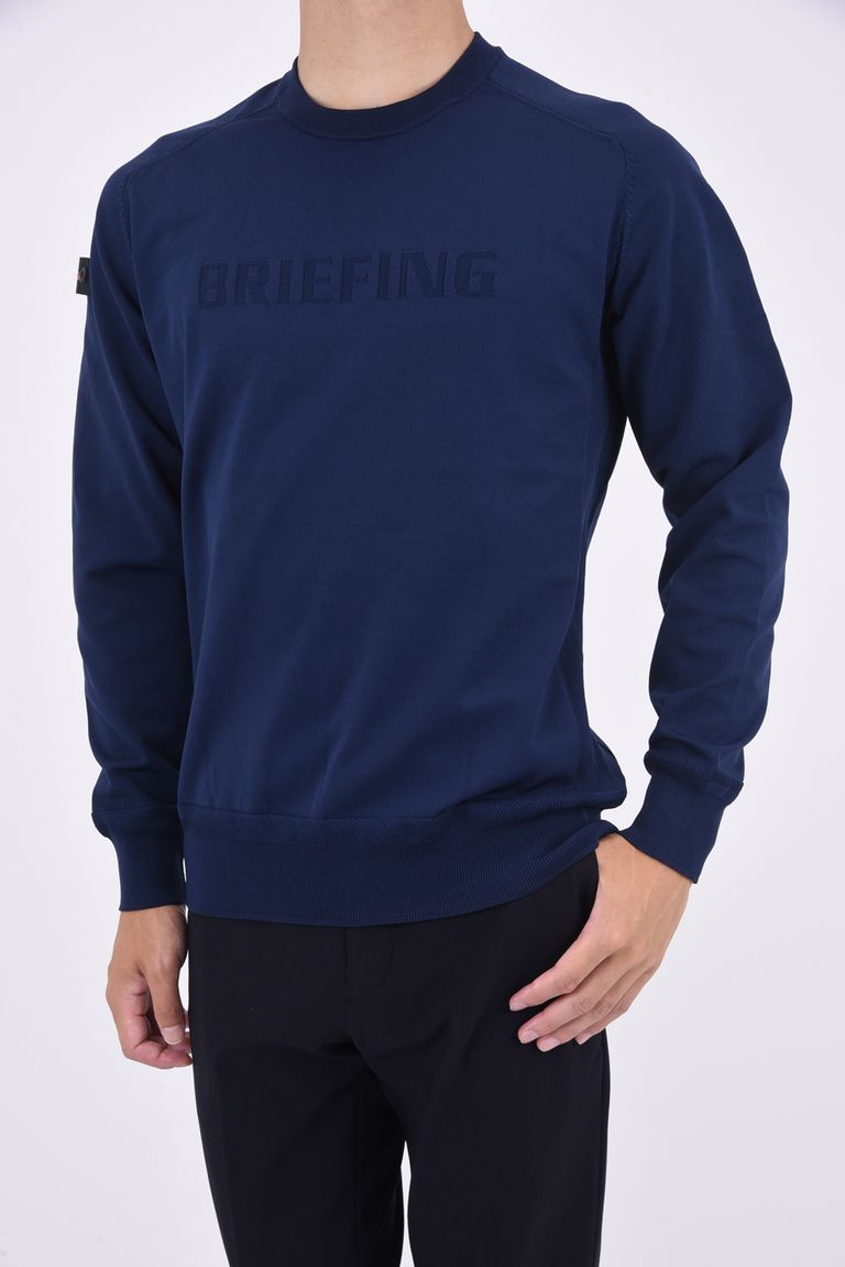 BRIEFING - MENS WR CREW NECK KNIT / ジャガードロゴ ロゴワッペン  