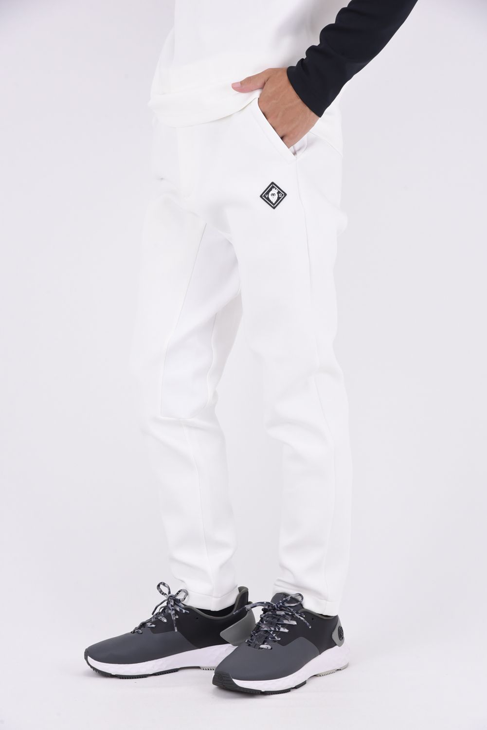 SHOT PANTS / ダンボールニット ストレッチ ロングパンツ (ホワイト)