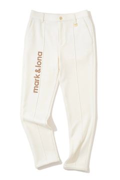 【2025AW】【レディース】 ALIGN THERMAL SLIM PANTS / ブランドロゴ 裏起毛 スリムテーパードパンツ (オフホワイト)