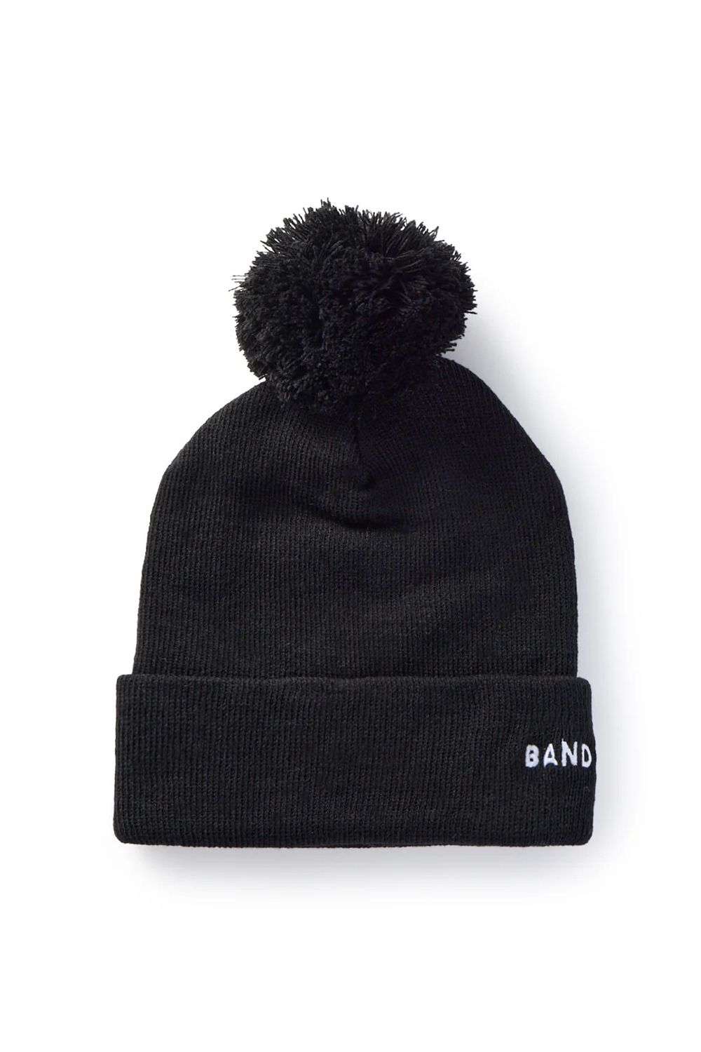 SIDE LOGO BONBON KNIT / ロゴ刺繍 ボンボンニットキャップ (ブラック)