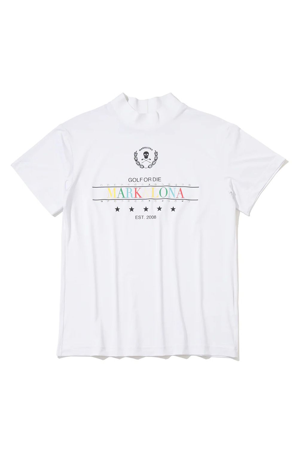 【26SS】【レディース】 MIRAGE CRYSTAL MOCK TEE / カラフルロゴプリント スワロフスキー モックネックTシャツ (ホワイト)