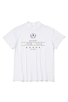 【26SS】【レディース】 MIRAGE CRYSTAL MOCK TEE / カラフルロゴプリント スワロフスキー モックネックTシャツ (ホワイト)
