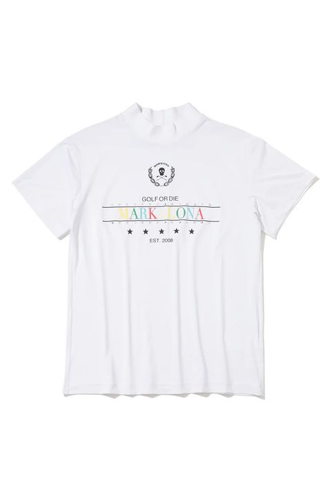 【26SS】【レディース】 MIRAGE CRYSTAL MOCK TEE / カラフルロゴプリント スワロフスキー モックネックTシャツ (ホワイト)