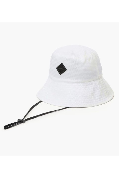 【26SS】【レディース】 WOMEN'S SEERSUCKER CORD STRAP WIDE HAT / シアサッカー コードストラップ付き バケットハット (ホワイト)