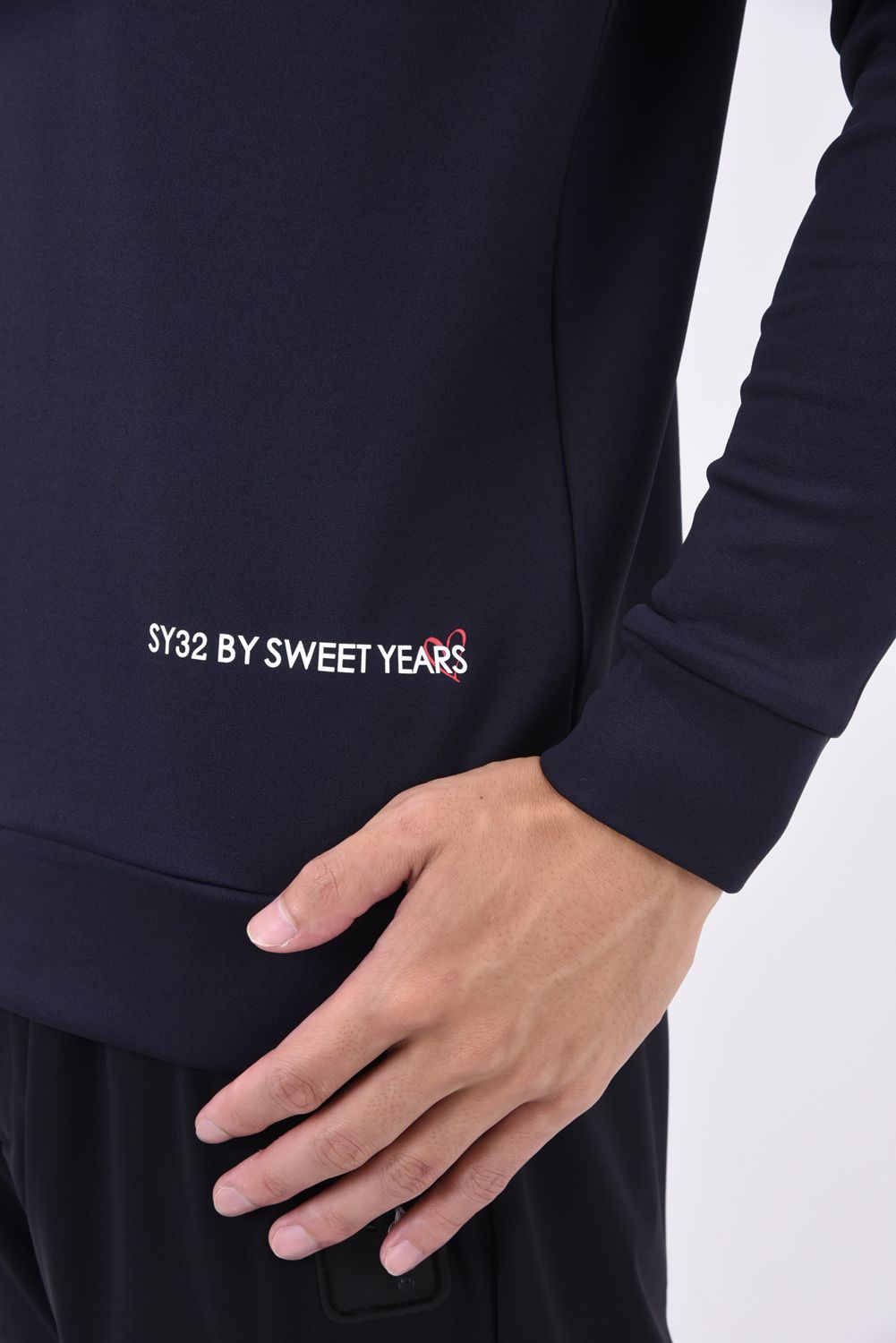 ZIP UP LIGHT STRETCH MILANO SHIRTS / ロゴ ミラノデザイン ハーフZIPシャツ ネイビー*