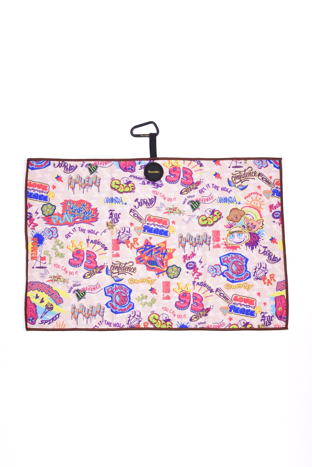 【金田久美子プロエディション】 Caddie Towel / カラビナ付き マグネット内蔵 キャディタオル (グラフィティベージュ)