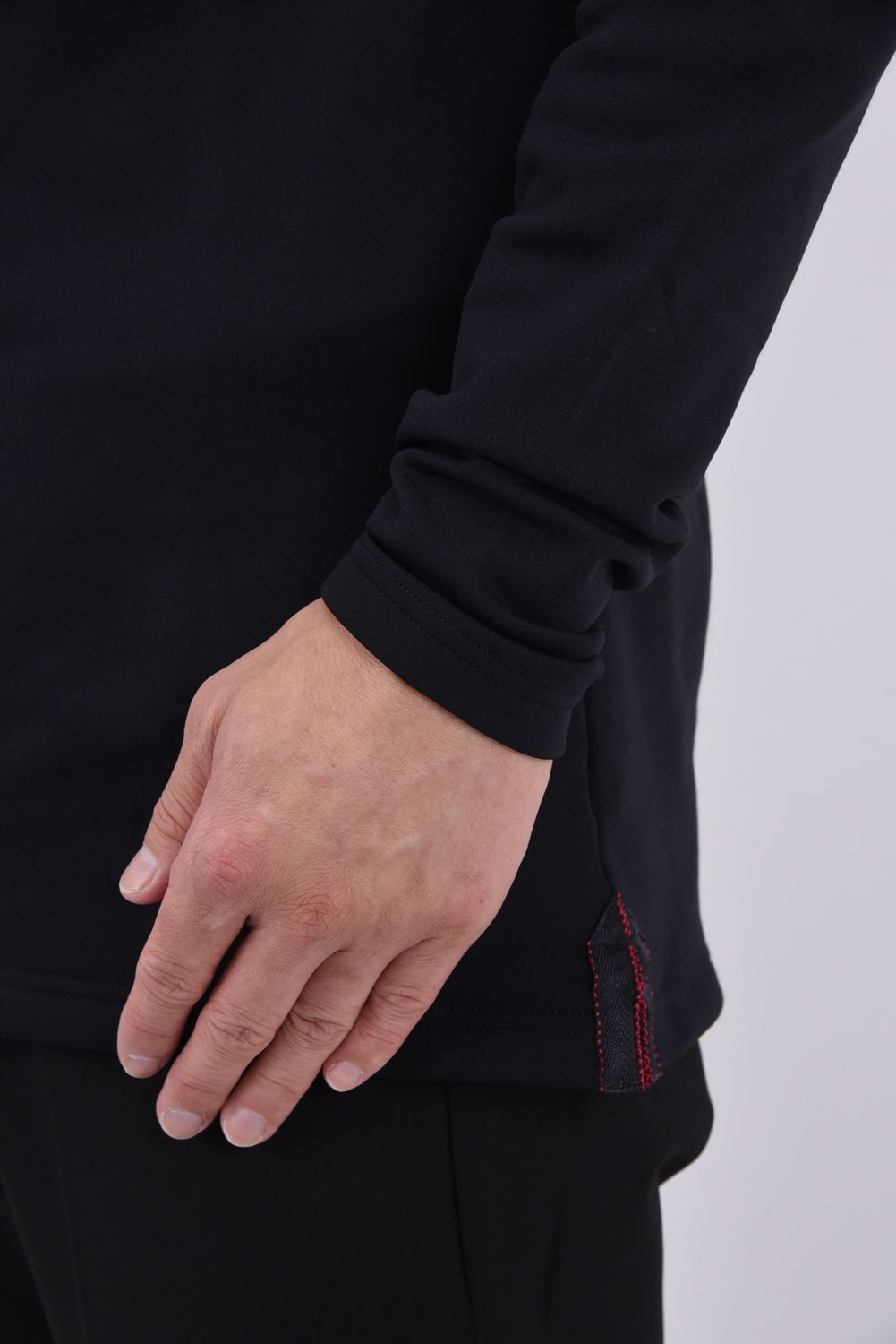 MEN'S WARM LS HIGH NECK / ブランドロゴ 起毛素材 ハイネックトップス (ブラック)