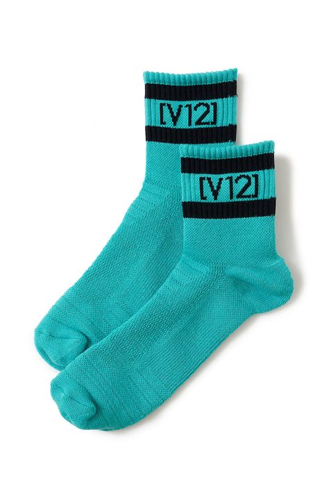【26SS】【レディース】 VT LINE MID SOCKS WM / ブランドロゴジャカード ライン ミドルソックス (ターコイズ)
