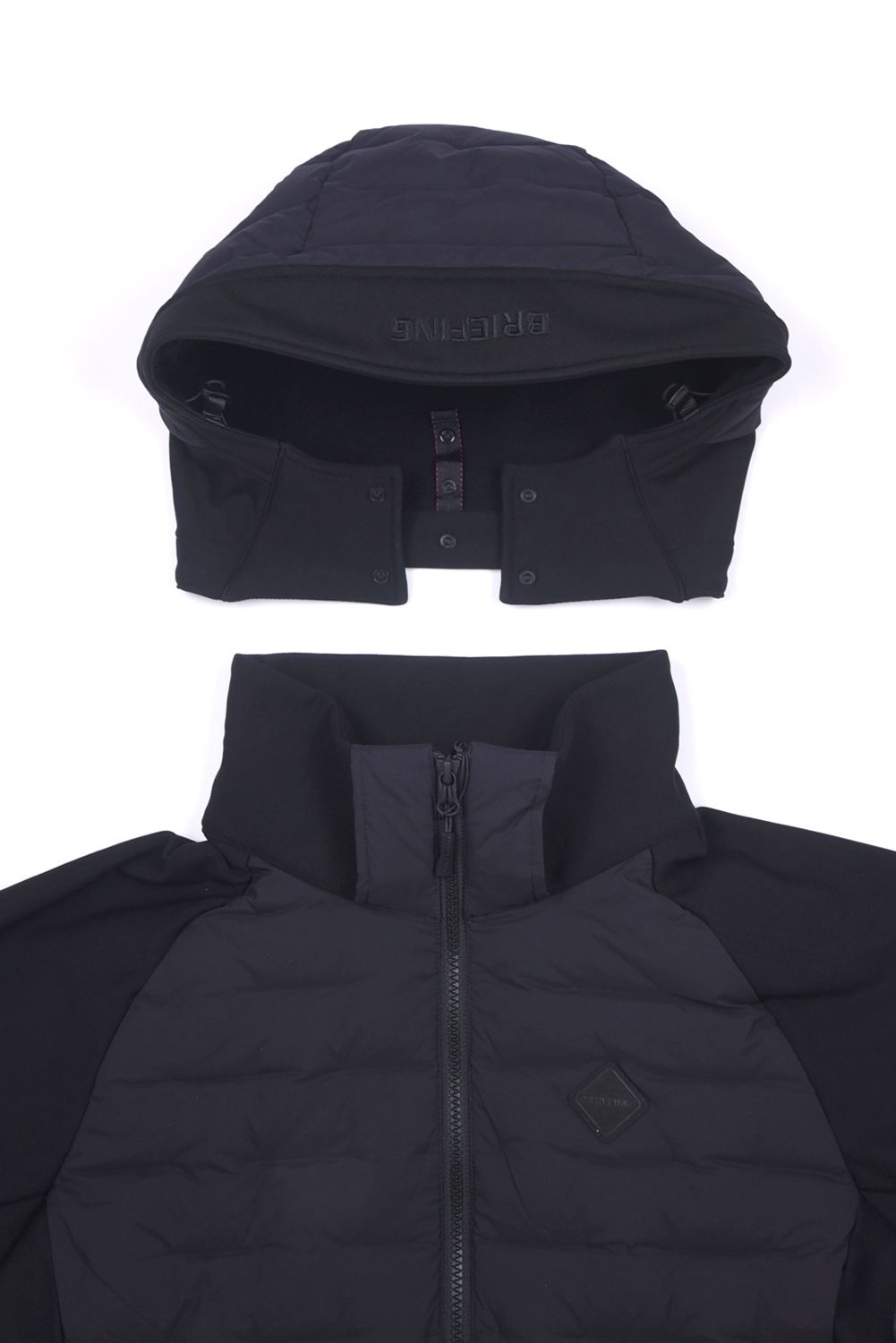 【25AW】 MEN'S HYBRID DOWN PARKA / ストレッチタフタ ダイヤモンドロゴ ハイブリッドダウンジップパーカー (ブラック)