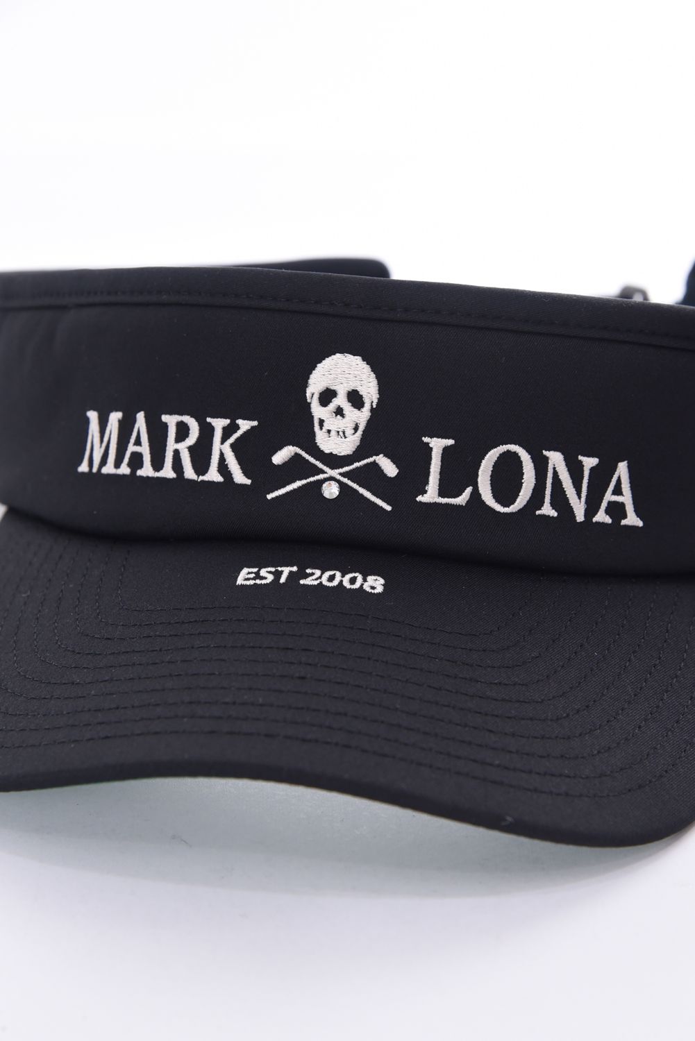 【26SS】 IRON SKULL CRYSTAL ACCENT VISOR / アイアンスカル ブランドロゴ刺繍 サンバイザー (ブラック)