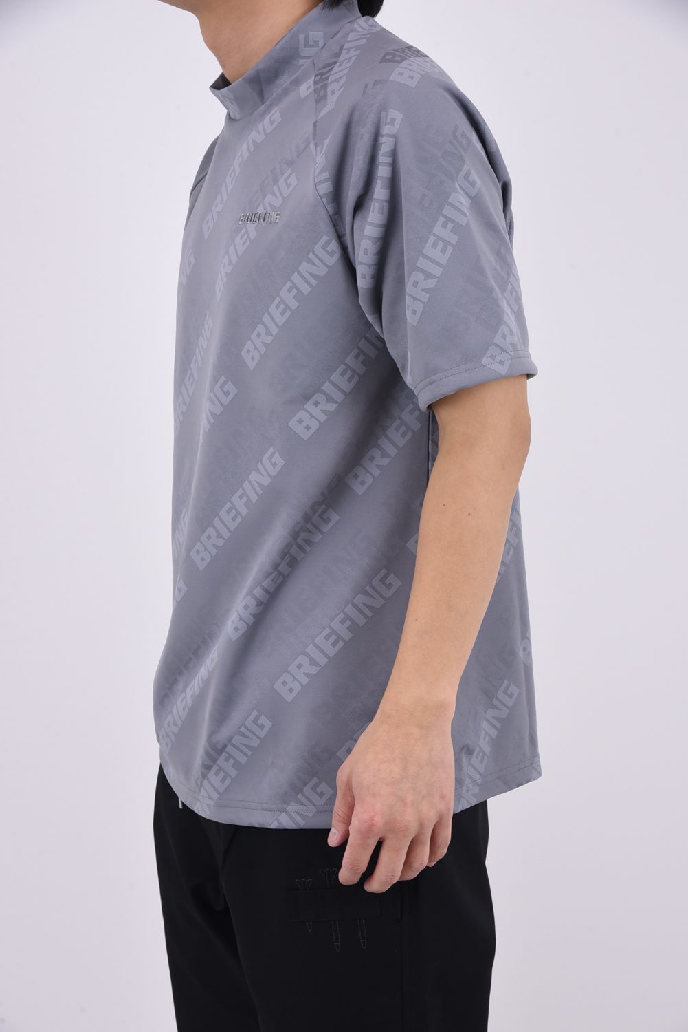 【26SS】 MEN'S SHADOW LOGO JQ HIGHNECK RF / バイアスロゴジャカード リラックスフィット モックネックTシャツ (グレー)