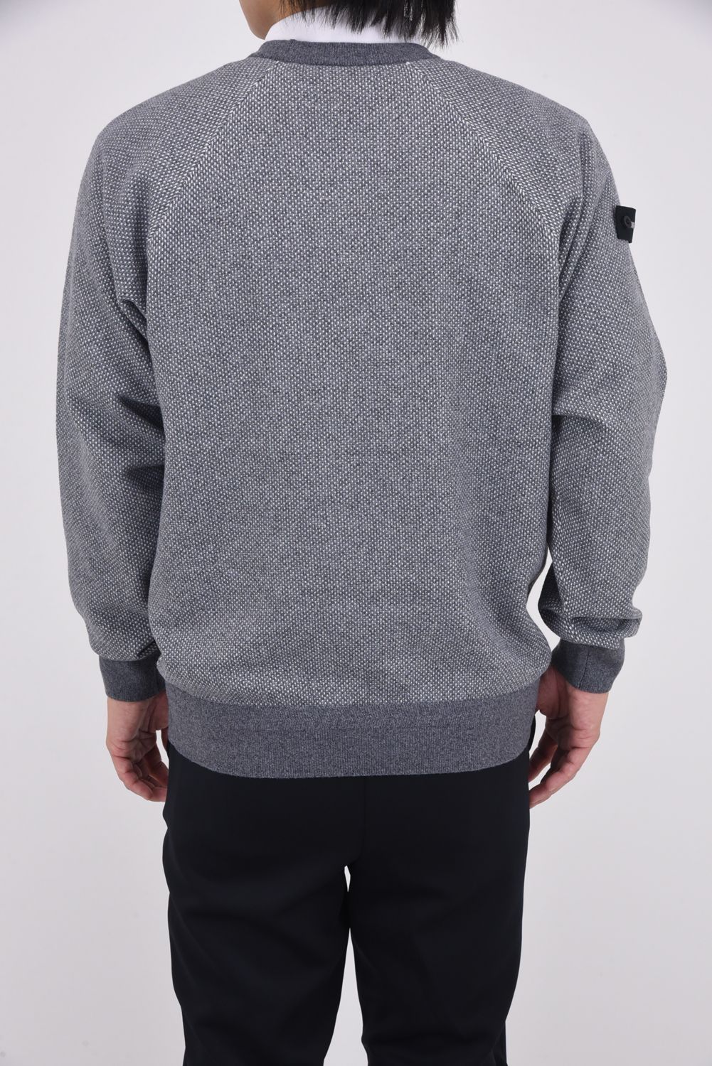 【25AW】 MEN'S MS BIRDS EYE LOGO CREWNECK KNIT / フロントロゴ バーズアイパターン クルーネックニット (グレー)