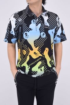 VECTOR POLO POINT COLLAR / ベクターカモフラージュ グラフィックポロシャツ (ブラック)