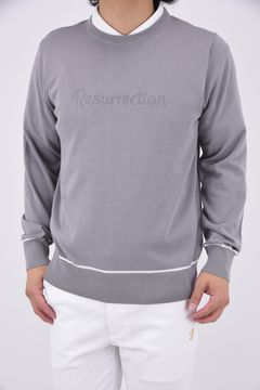 MENS LOGO KNIT CREW NECK / ブランドロゴ クルーネックニット (グレー)*
