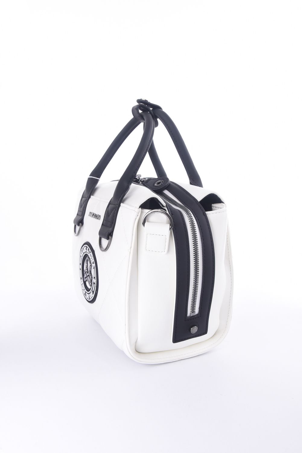 ETERNAL QUILTED BOX BAG / シンセティックレザー サークルスカル キルティング カートバッグ (ホワイト)