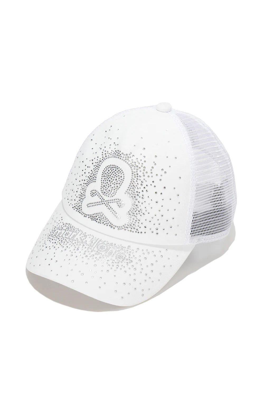【26SS】 RADIANT MESH CAP / ラインストーンスカルロゴ メッシュキャップ (ホワイト)