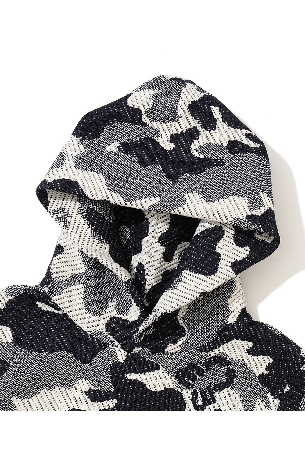 【2026AW KARINAさん着用】【レディース】 MERCURY CAMO JACQUARD KNIT / ジャパンメイド カモフラジャカード ニットパーカー (ネイビー)