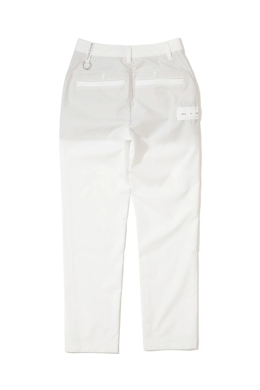 【26SS】【レディース】 ELMT SLIM LINE TAPERED PANTS / ブランドロゴ 箔プリント テーパードシルエット ロングパンツ (ホワイト)