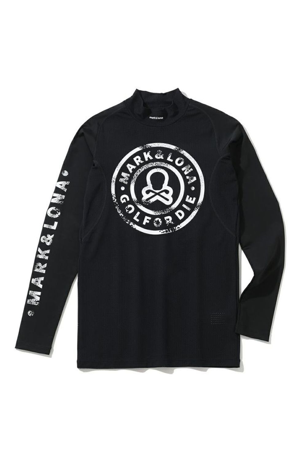 MARK LONA 黒 スカルプリントシャツ 美品 MARK&LONA ポロシャツ ゴルフ スカル バックプリント 半袖