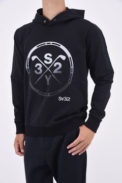 DRY STRETCH HOODIE / グラデーションプリントロゴ ストレッチ フーディー ブラック*