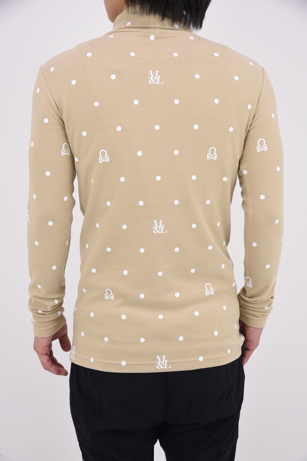 【2025AW】 D●T MOCK NECK LAYER / ドットパターン サークルスカル モックネックインナー (ベージュ)