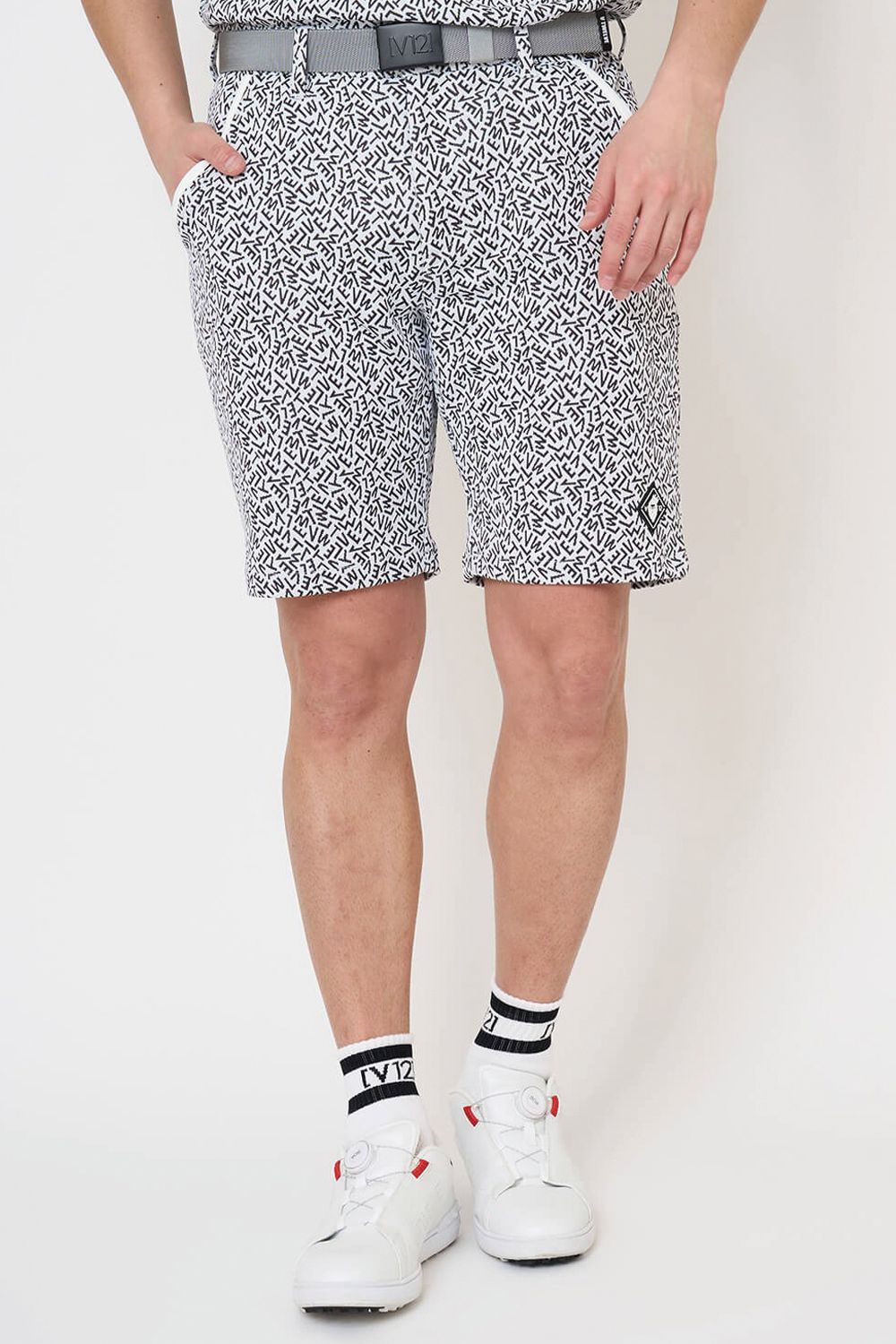 【26SS】 KH SHORTS / ブランドロゴ総柄 ショートパンツ (ホワイト)