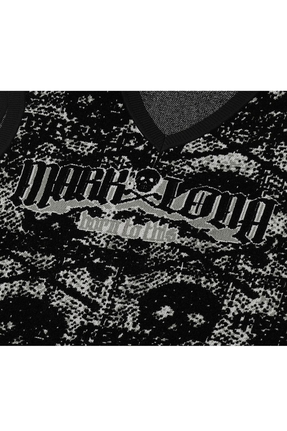 【26AW】 FRACTUR ANATOMIC SKULL JACQUARD VEST / ブラックレター&リアルスカル モールジャガード ニットベスト (ブラック)