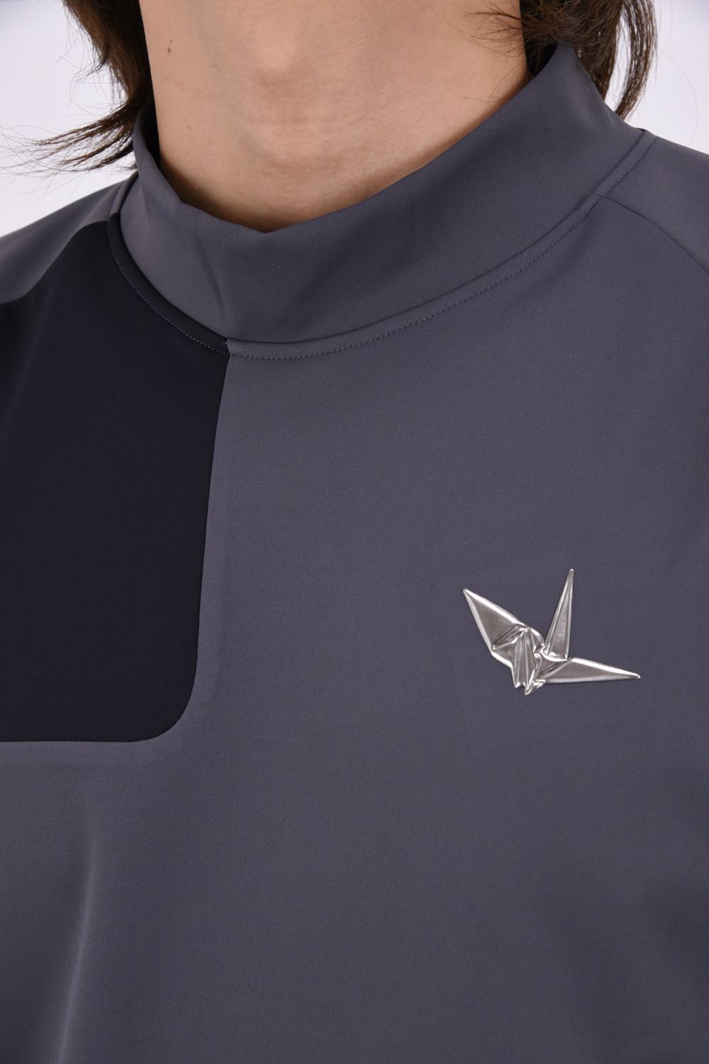 【26AW】 Shoulder Panel Mock NeckLong Sleeve / ショルダーパネル 長袖モックネックTシャツ (グレー)