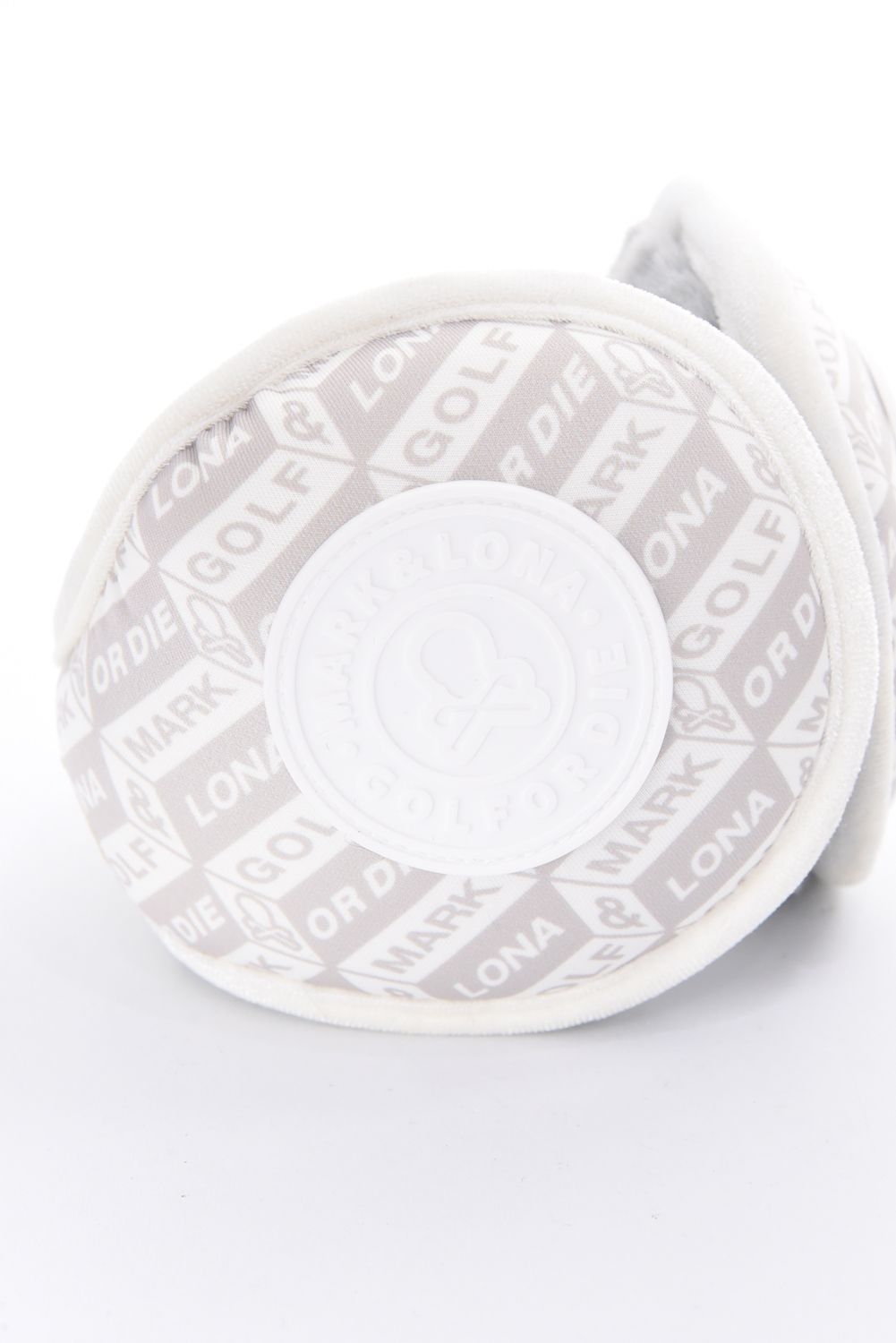 DÉPÊCHE ECO FUR EARMUFFS / エコファー ジオメトリックパターン イヤーマフ (ホワイト)