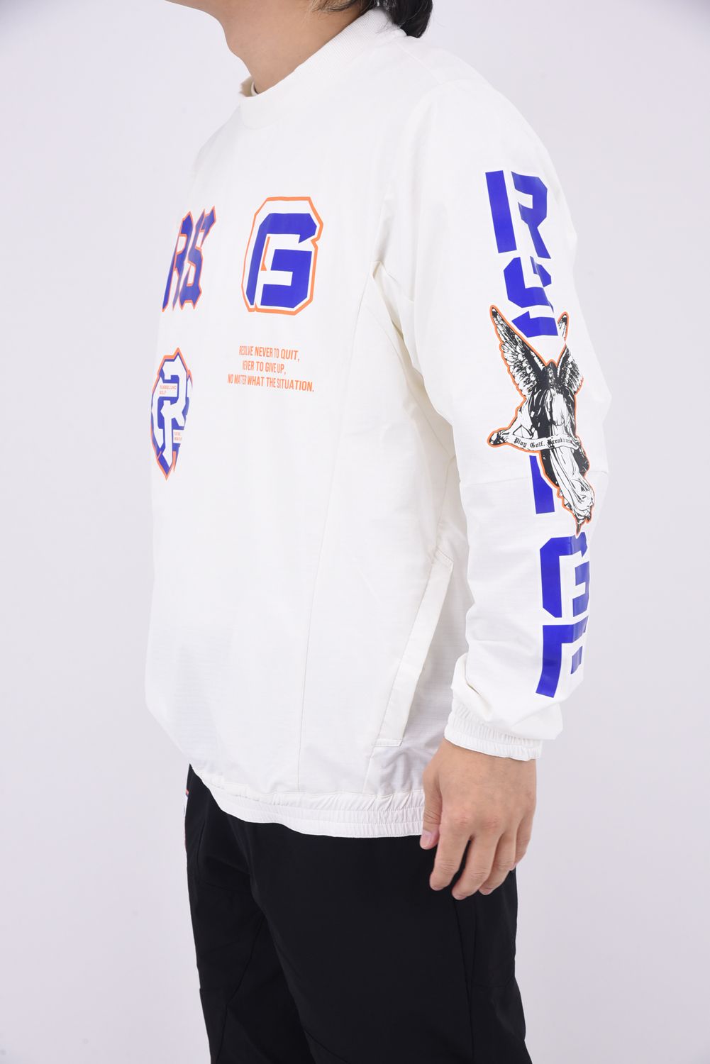 CREW NECK P.O BLOUSON (MULTI LOGO) / マルチロゴポケット クルーネック ブルゾン (ホワイト)
