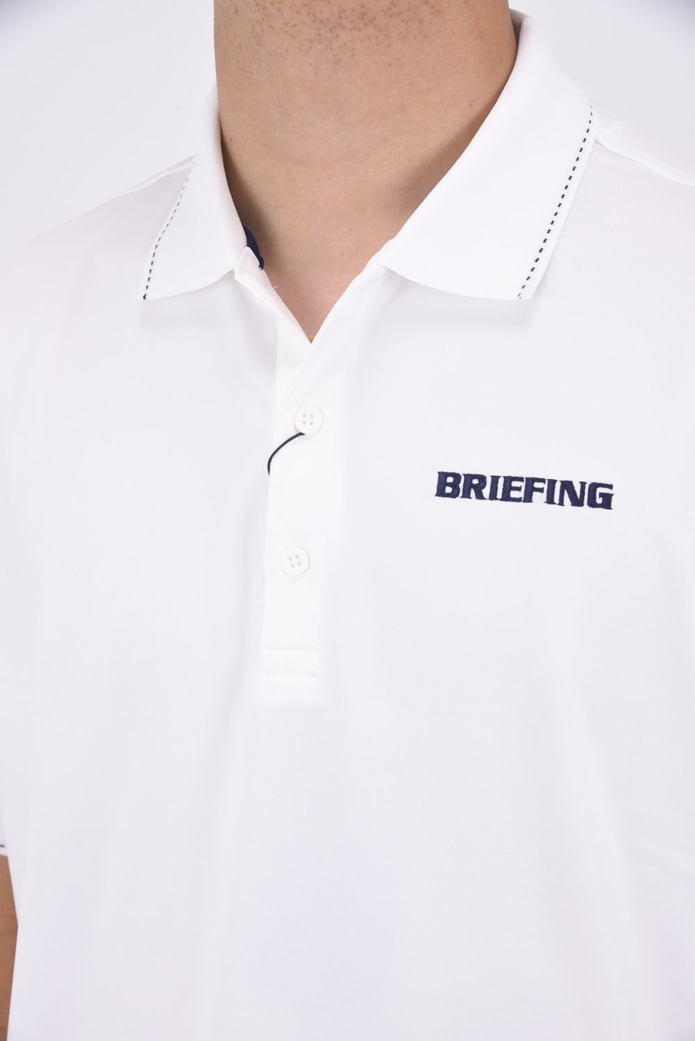 BRIEFING - BRIEFING ポロシャツ　L ホワイト　ネイビー BRIEFING - 【25SS】 MENS DRESS BD SHIRT / ブランドロゴ