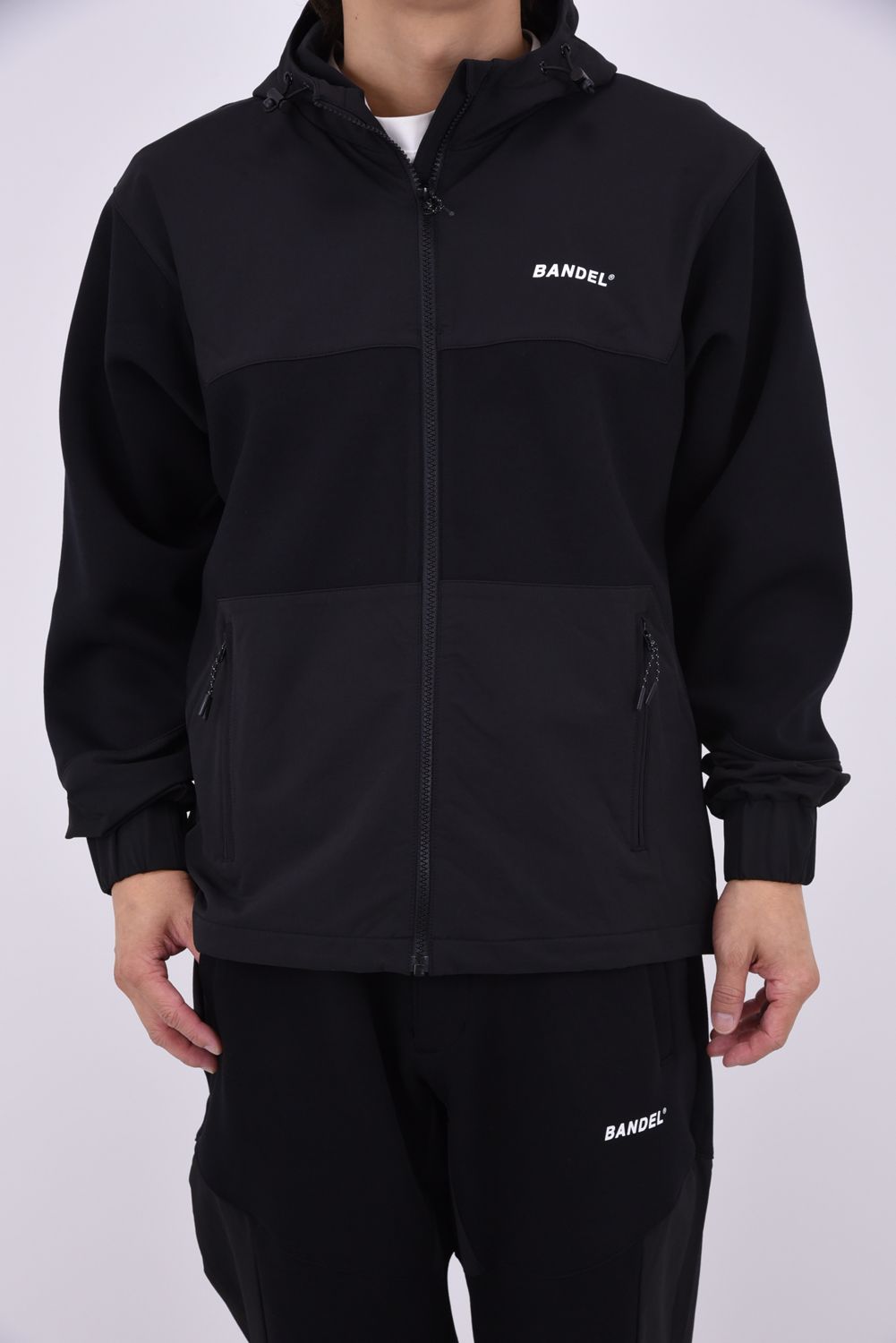 【26AW】 BONDING COMBINATION ZIP HOODIE / ボンディングコンビネーション ジップアップパーカー (ブラック/ブラック)
