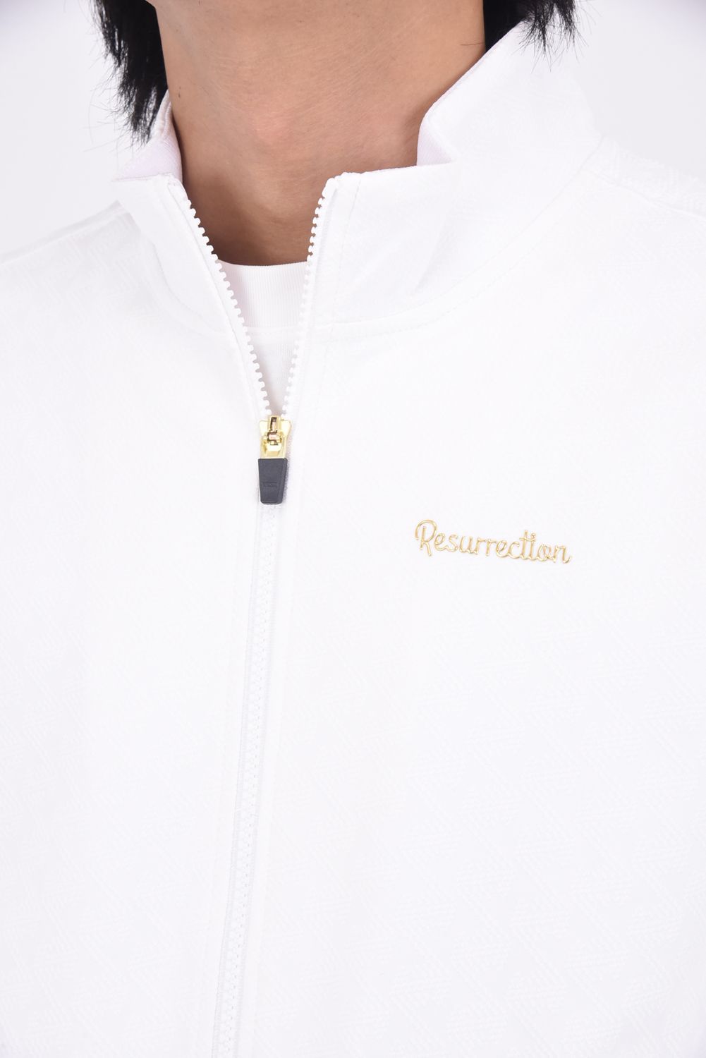 【25AW】 JACQUARD STAND COLLAR JACKET / ジャガード スタンド カラージャケット (ホワイト)*