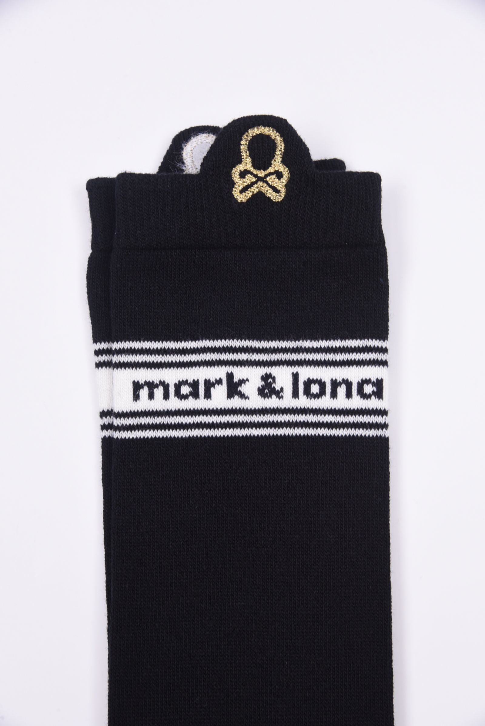 【レディース】 BUENA HIGH SOCKS / ロゴジャカード メタリック刺繍 ハイソックス (ブラック)