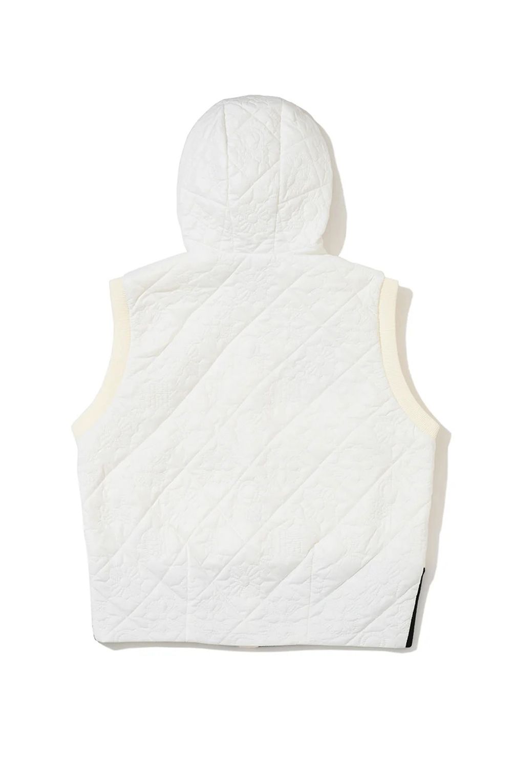 【26AW】【レディース】 OBLIVION QUILTED HYBRID VEST / ウール混ニット&ナイロンキルティング フーデッドベスト (ホワイト)