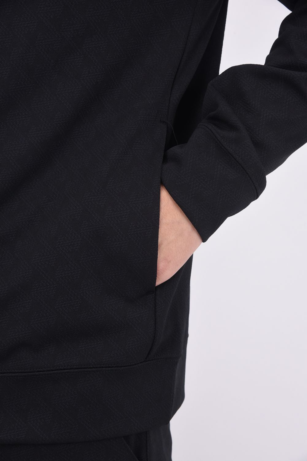 【25AW】 JACQUARD STAND COLLAR JACKET / ジャガード スタンド カラージャケット (ブラック)*